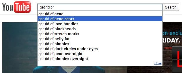 Get rid of searches on You Tube