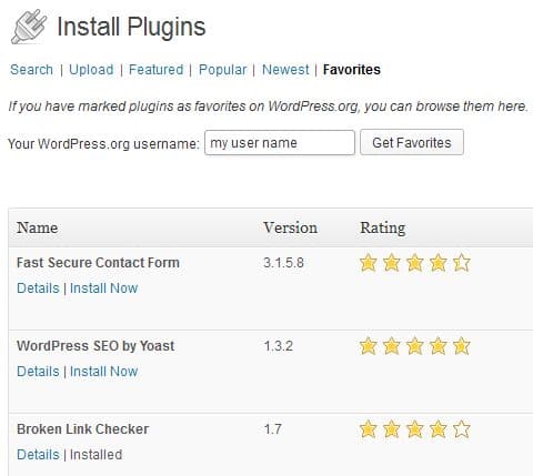 WordPress 3.5 Favorite Plugins Installer
