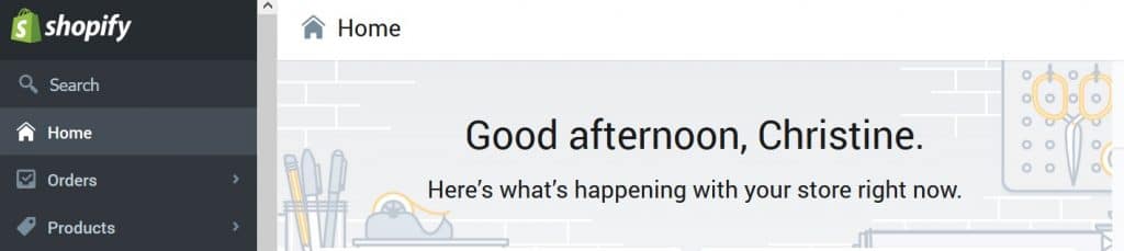 Shopify Home Screen